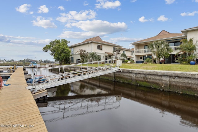 view of dock featuring a water view