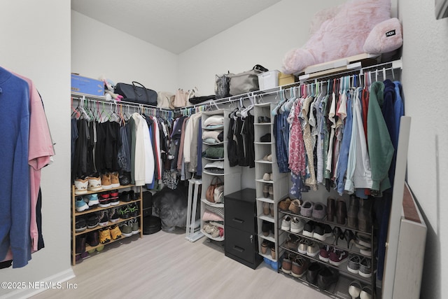 walk in closet featuring wood finished floors