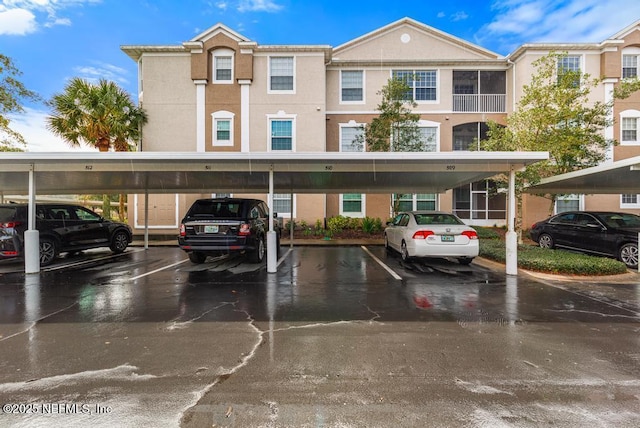 view of covered parking lot