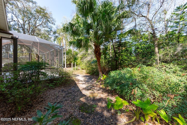 view of yard featuring a lanai