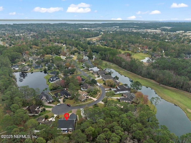 bird's eye view featuring a water view