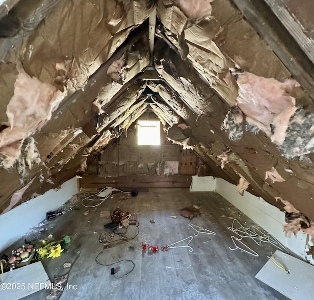 view of unfinished attic