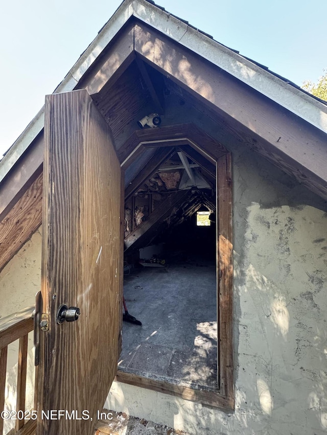 view of unfinished attic