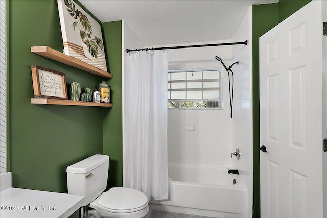 bathroom featuring vanity, toilet, and shower / tub combo