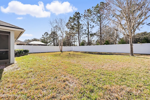 view of yard featuring a fenced backyard