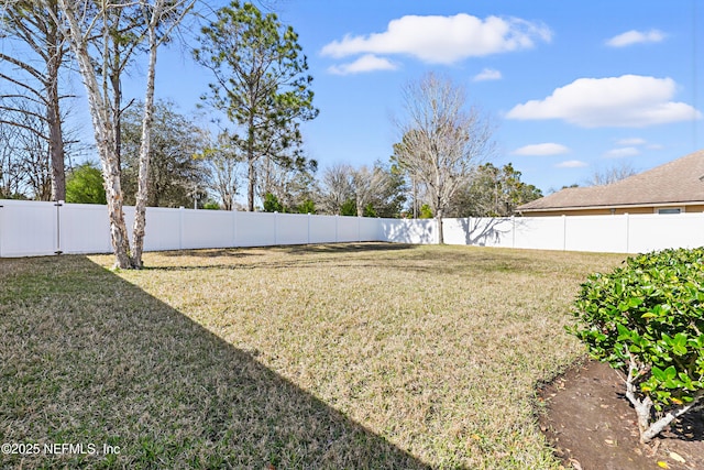 view of yard featuring a fenced backyard