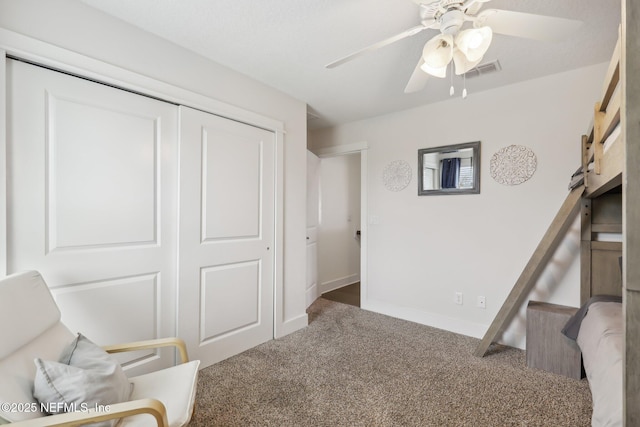 342 4th St N, Jacksonville Beach, FL 32250 - living area featuring a ceiling fan, baseboards, visible vents, and carpet flooring