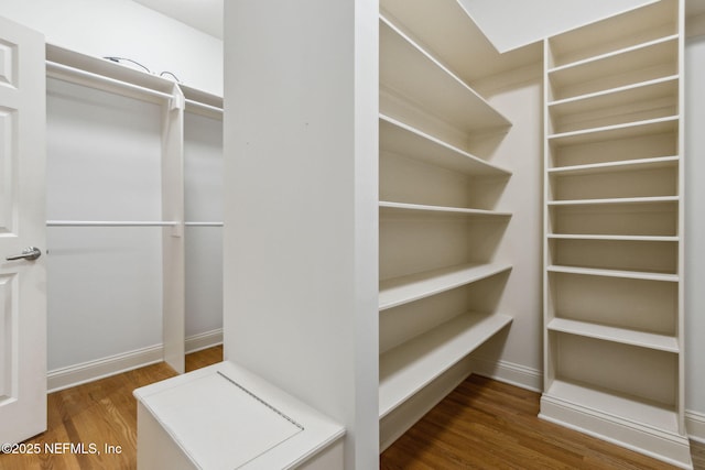 spacious closet with wood finished floors