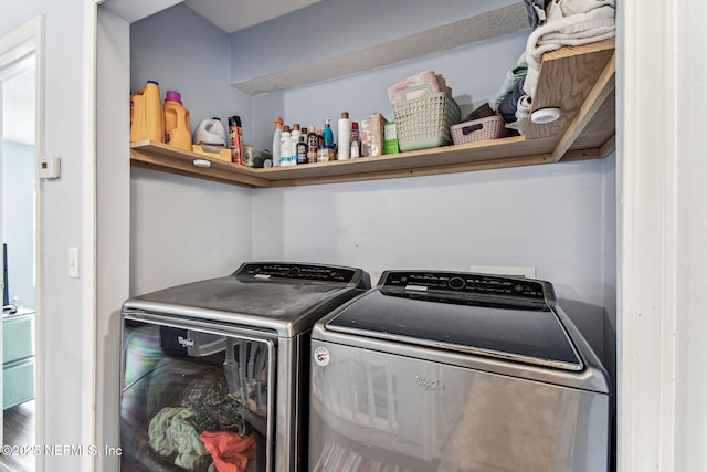 laundry area with washer and dryer and laundry area