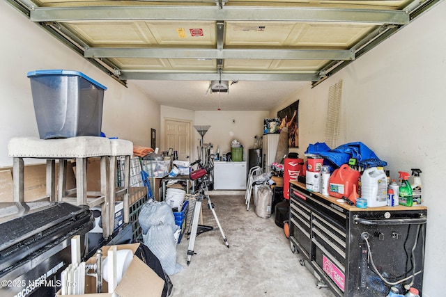 garage with a garage door opener