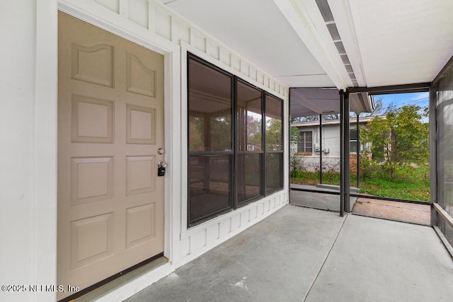 view of unfurnished sunroom