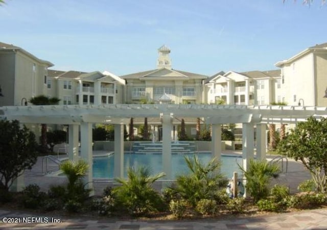 exterior space with a pergola