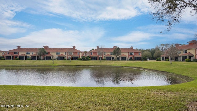 view of water feature with a residential view