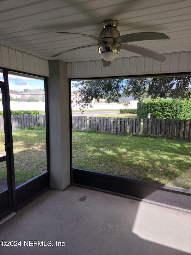 view of unfurnished sunroom