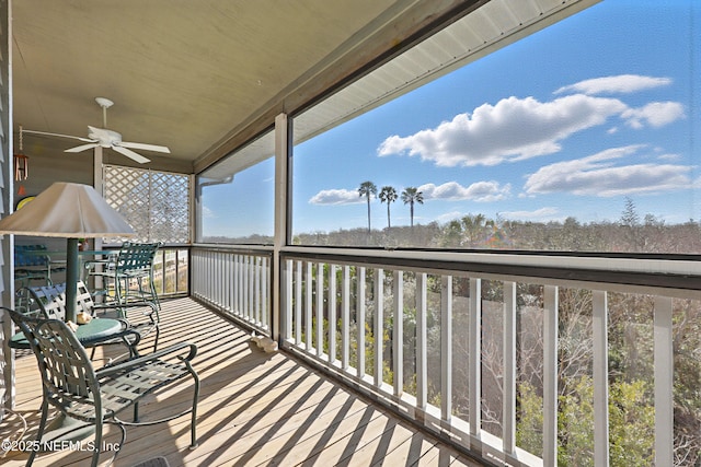 balcony with ceiling fan