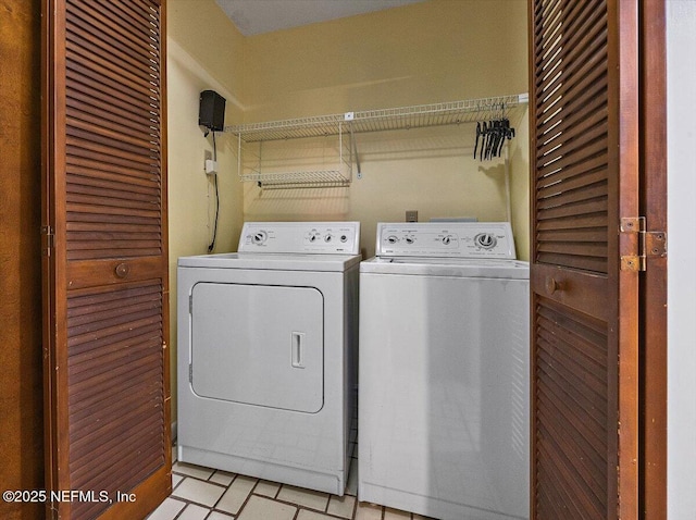 washroom featuring washing machine and dryer and laundry area