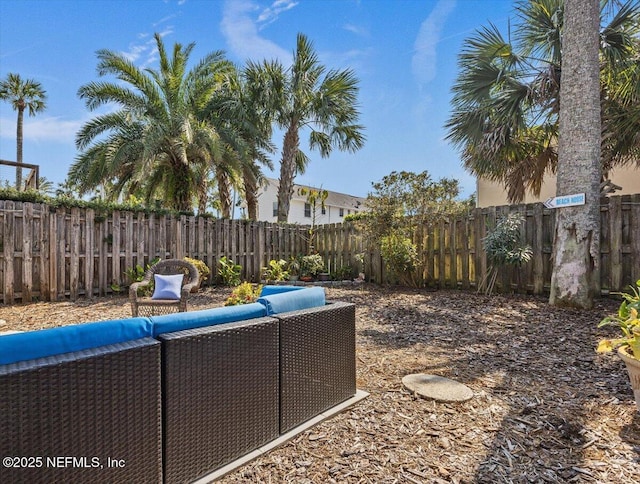 view of yard featuring a fenced backyard