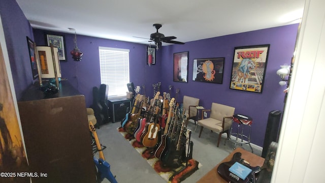 bedroom featuring ceiling fan