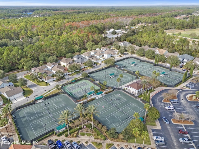 drone / aerial view with a forest view