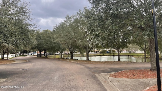 view of road featuring a water view