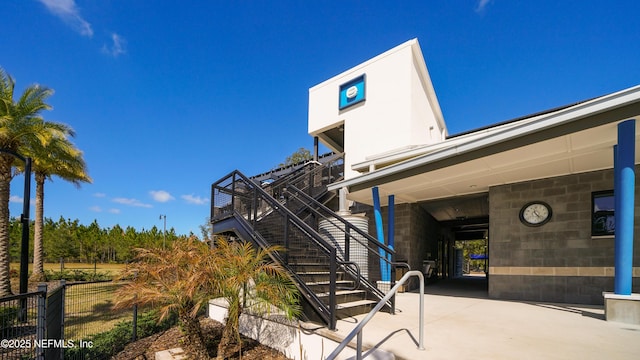 exterior space featuring stairs