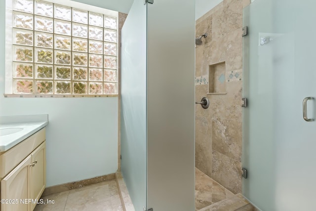 180 Kingston Dr, Saint Augustine, FL 32084 - bathroom featuring a shower stall and vanity