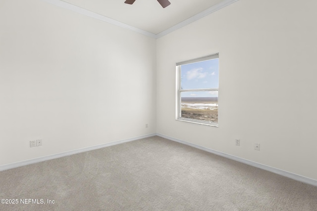180 Kingston Dr, Saint Augustine, FL 32084 - carpeted empty room with ceiling fan, baseboards, and ornamental molding
