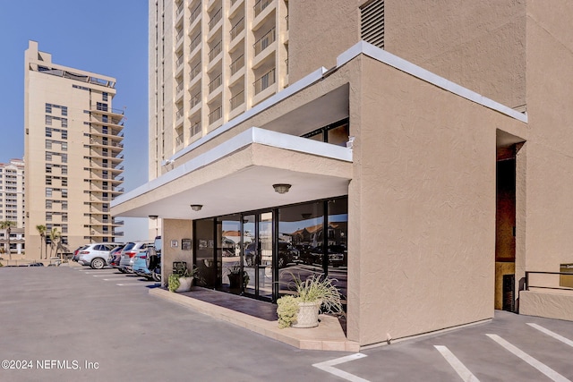 view of building exterior with a view of city