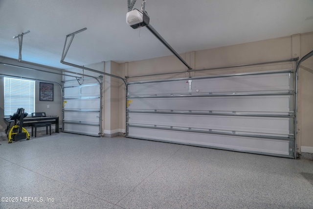 garage with a garage door opener