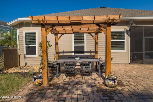 view of patio / terrace with outdoor dining area and a pergola