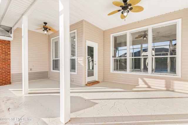 view of patio / terrace featuring a ceiling fan