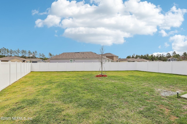 view of yard featuring a fenced backyard