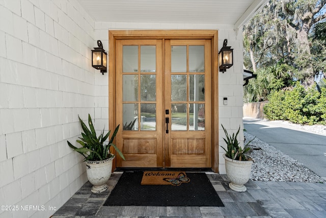 doorway to property with french doors