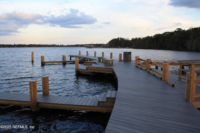 view of dock featuring a water view