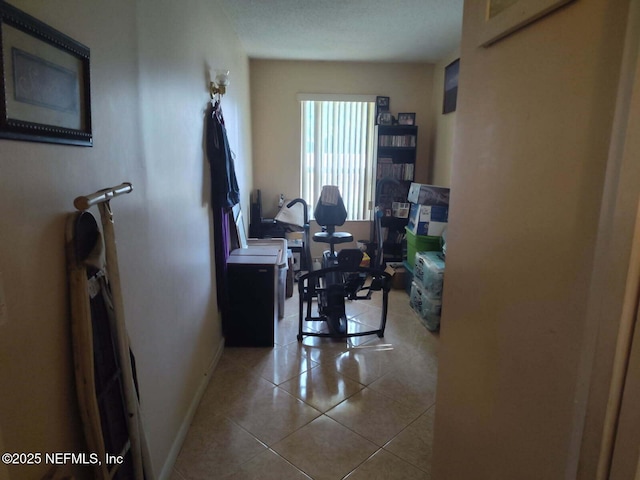 tiled home office with baseboards