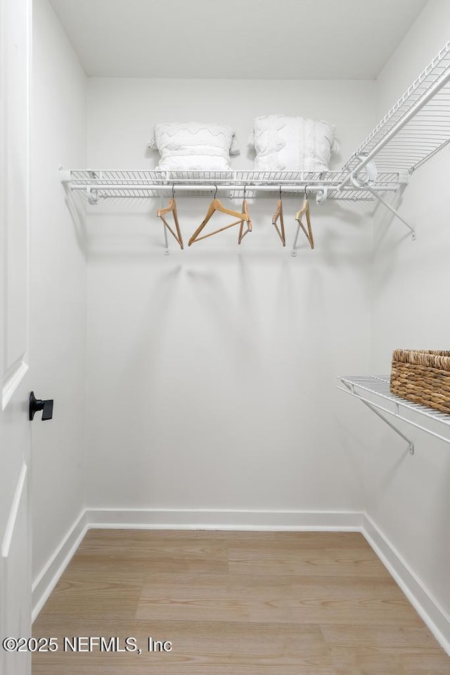 spacious closet with light wood-style floors