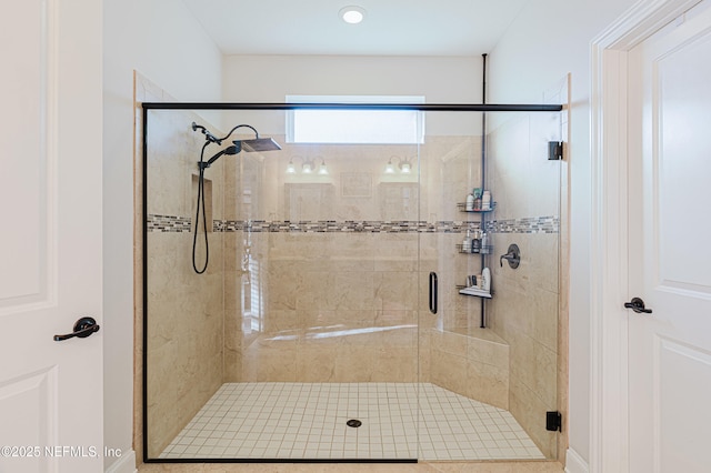 bathroom with a stall shower