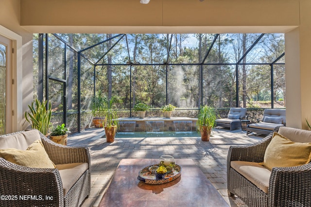 view of patio / terrace with a lanai and an outdoor hangout area