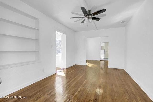 4804 Elizabeth Ter, Jacksonville, FL 32205 - interior space featuring built in features, visible vents, baseboards, and hardwood / wood-style flooring