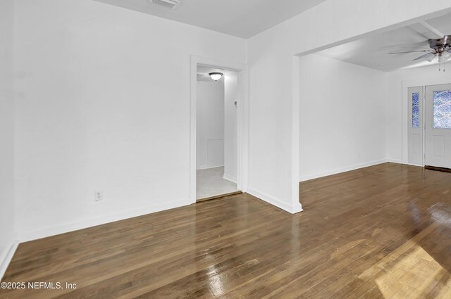 4804 Elizabeth Ter, Jacksonville, FL 32205 - unfurnished room featuring a ceiling fan, wood-type flooring, visible vents, and baseboards
