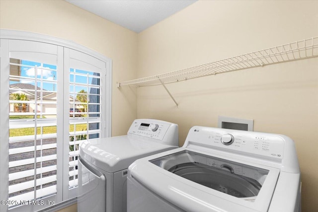 laundry room with laundry area and washing machine and dryer