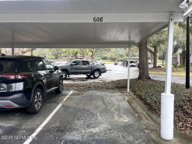 view of covered parking lot