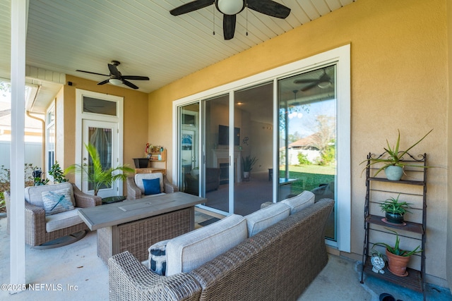 view of patio / terrace with a ceiling fan