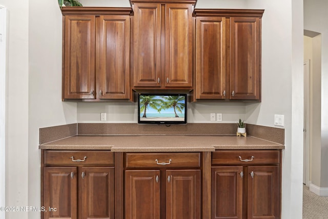 kitchen with dark countertops