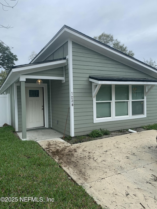 exterior space with board and batten siding