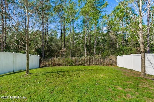 view of yard featuring a fenced backyard