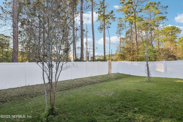 view of yard with a fenced backyard