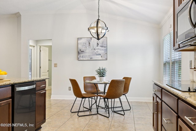 741 W Kings College Dr, Saint Johns, FL 32259 - dining room featuring a chandelier, crown molding, and light tile patterned floors