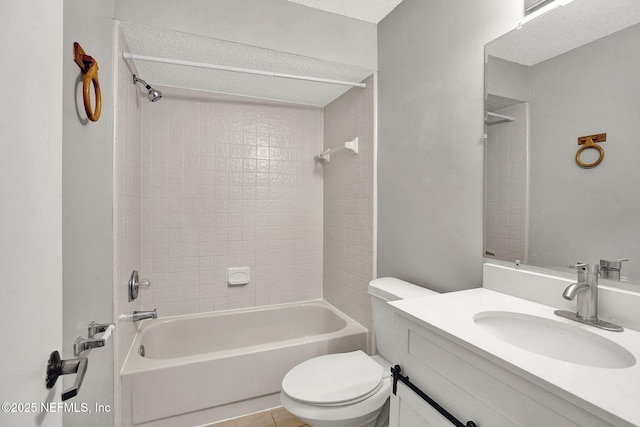 full bath with  shower combination, vanity, and toilet