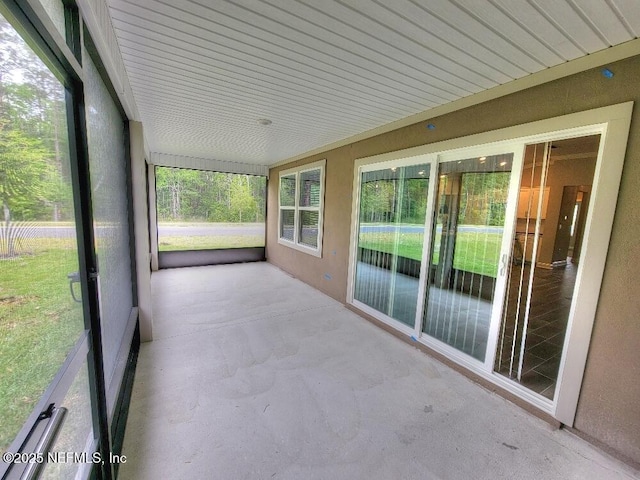 view of unfurnished sunroom